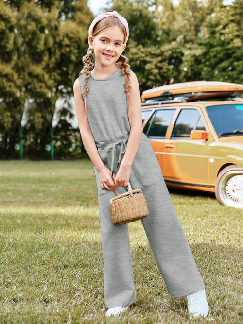 Halomorning Girl's Jumpsuits Grey Sleeveless