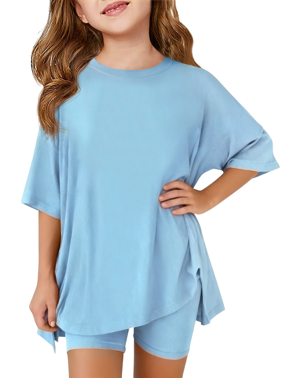 Halomorning Girls 2 Piece Sky Blue Summer Lounge Set
