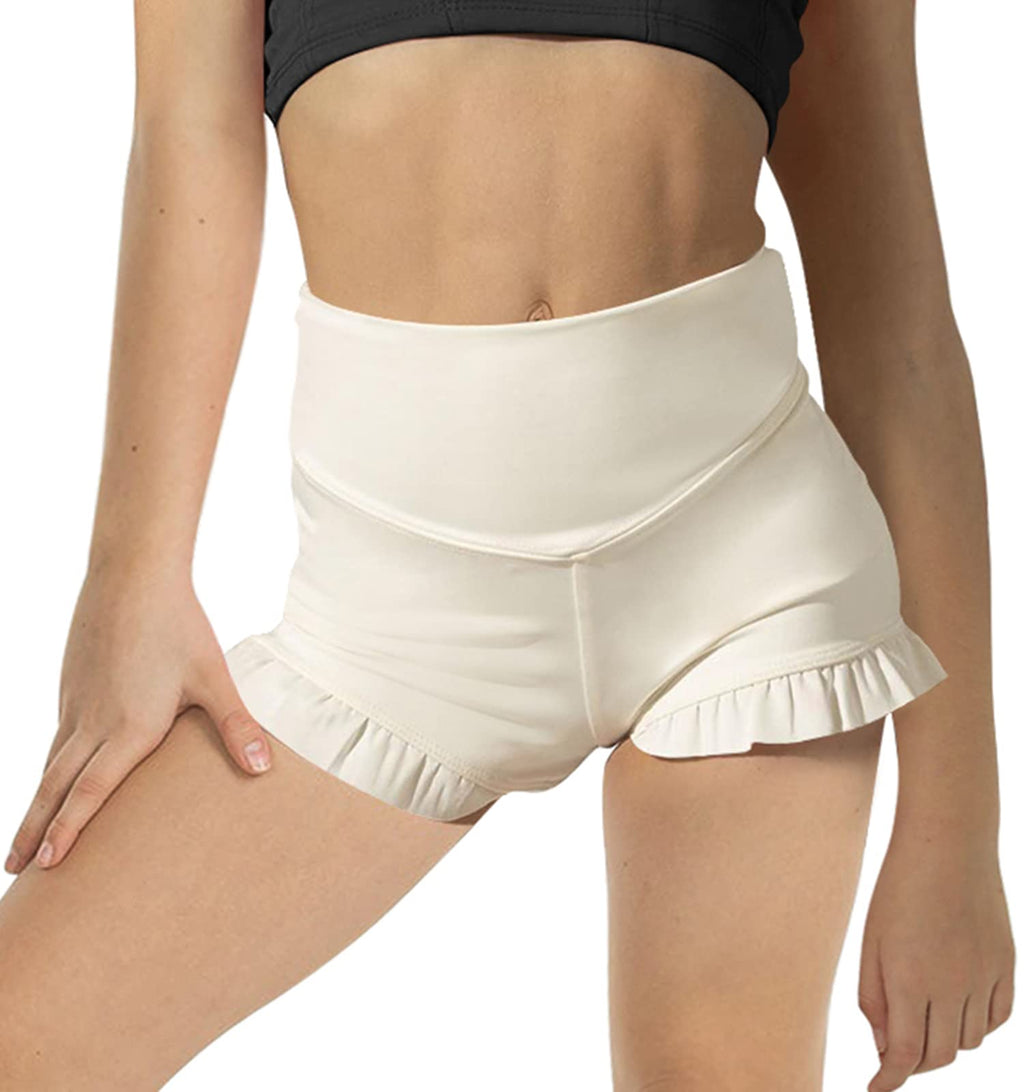 Halomorning Girls White Athletic High Waisted Ruffle Short
