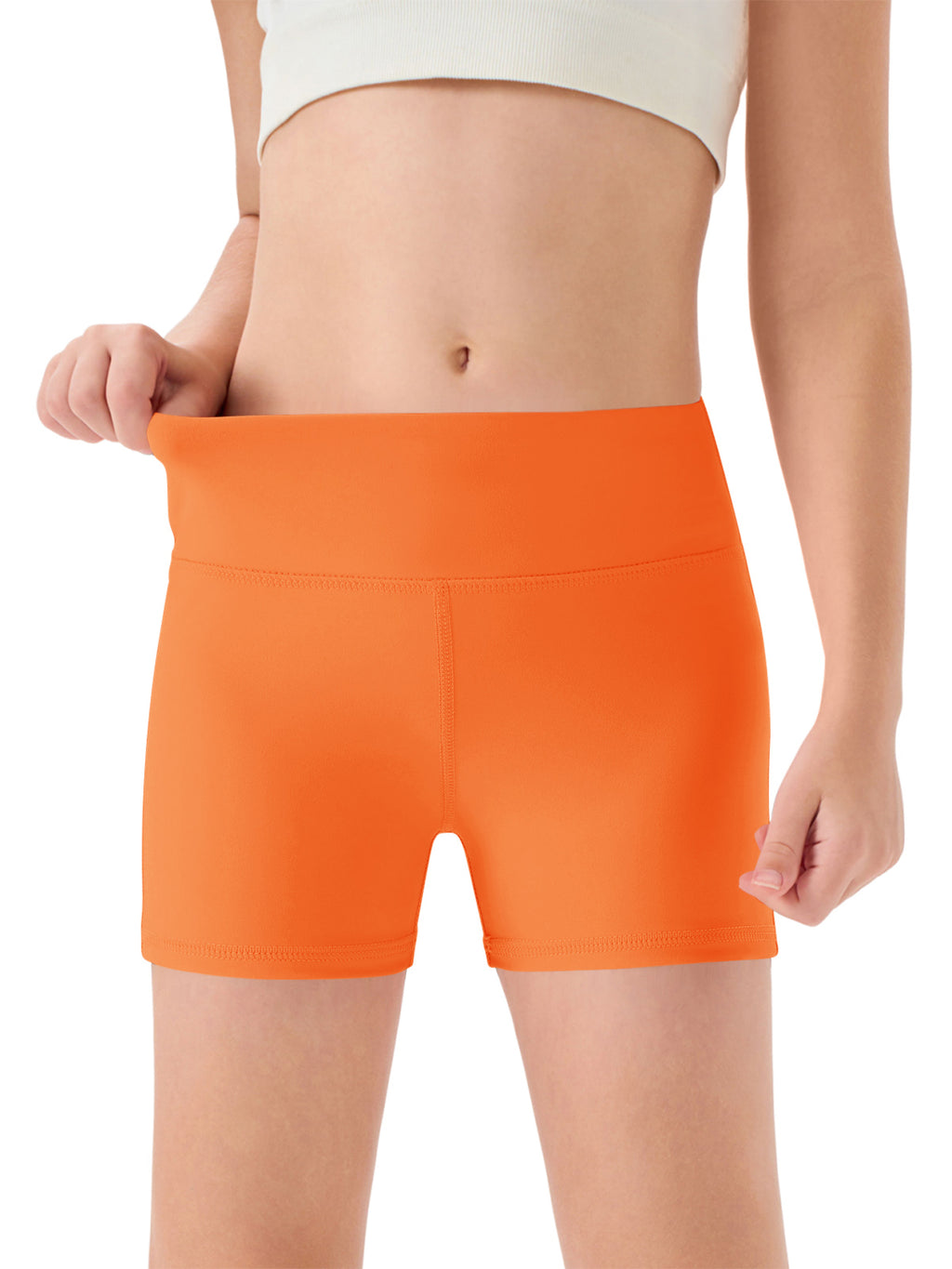 Halomorning Girls Orange High Waisted Athletic Shorts