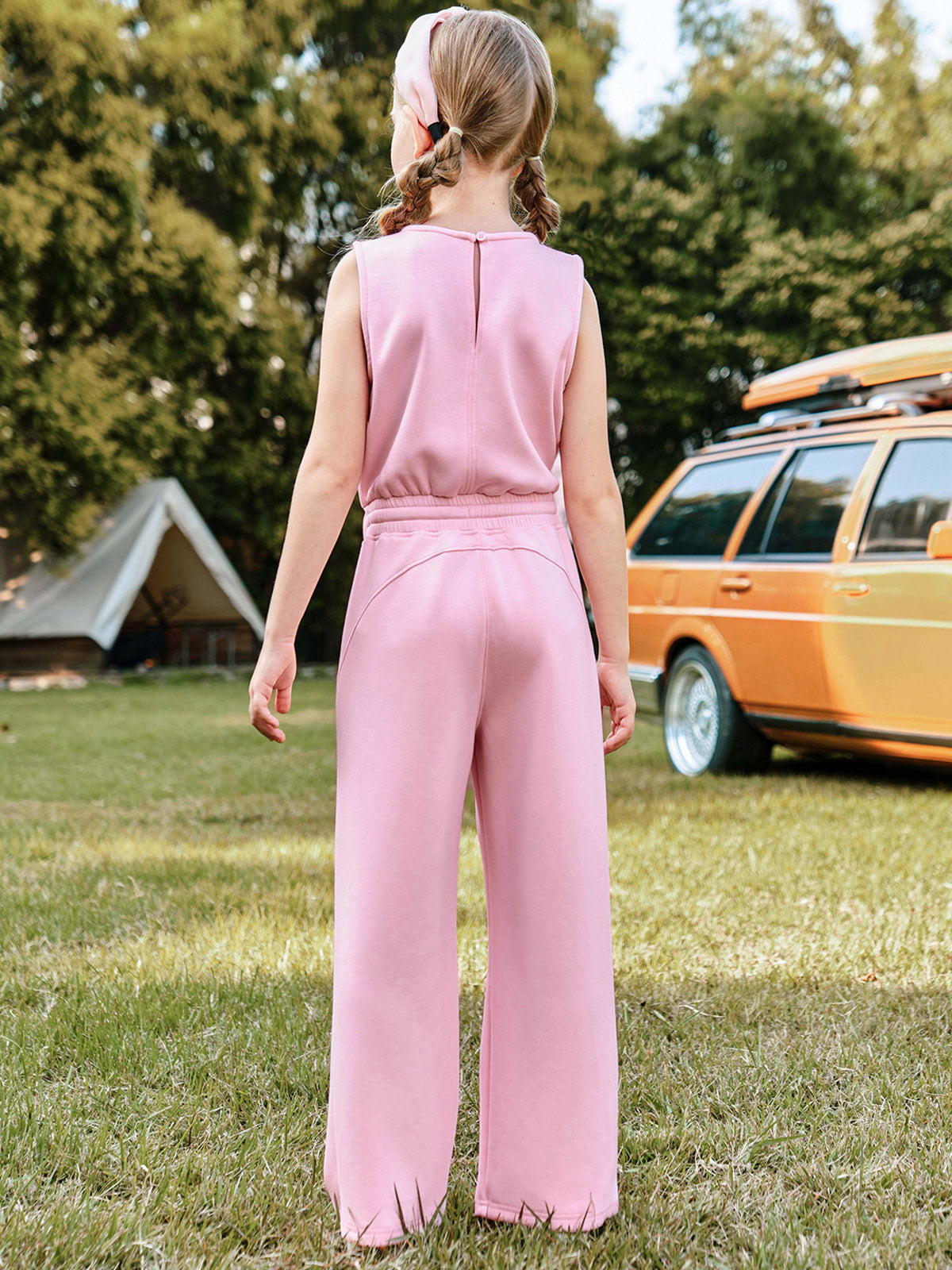 Halomorning Girl's Jumpsuits Pink Sleeveless