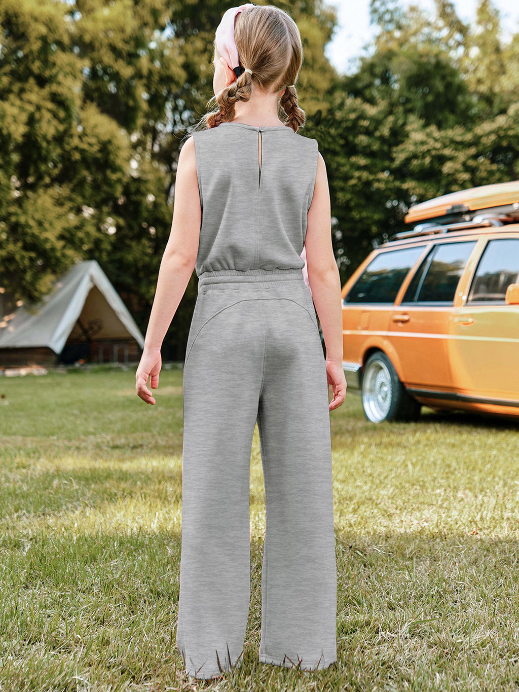 Halomorning Girl's Jumpsuits Grey Sleeveless
