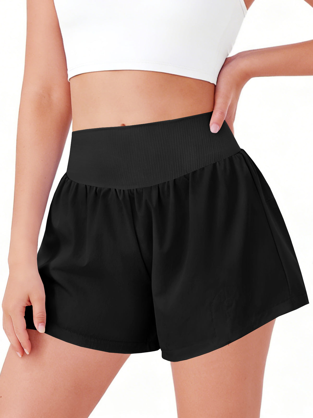 Halomorning Girls Black Athletic Running Biker Shorts