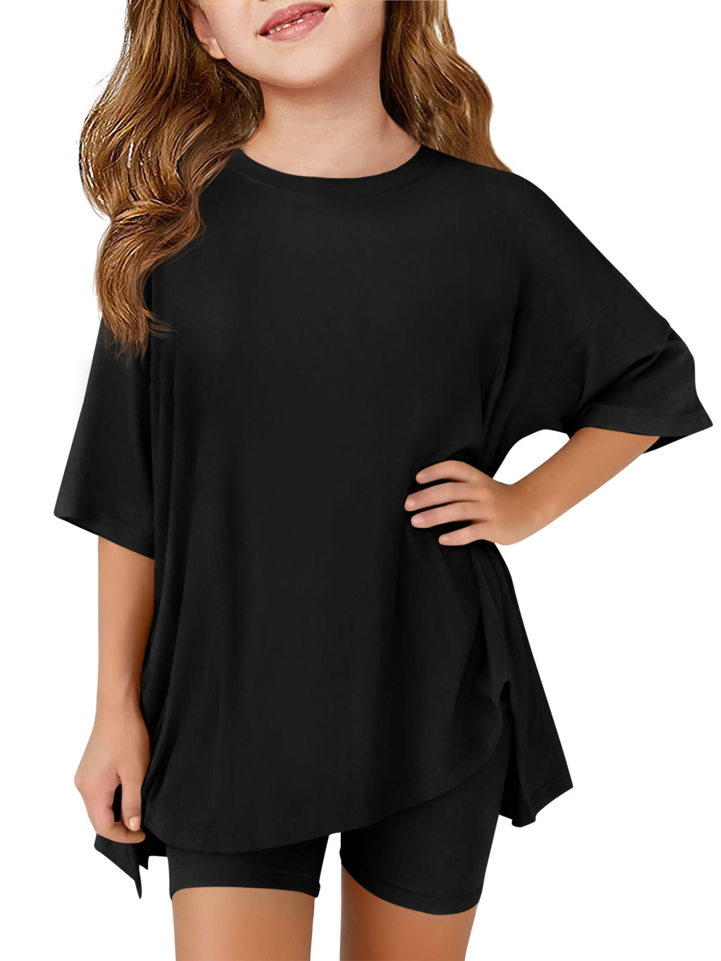 Halomorning Girls 2 Piece Black Summer Lounge Set