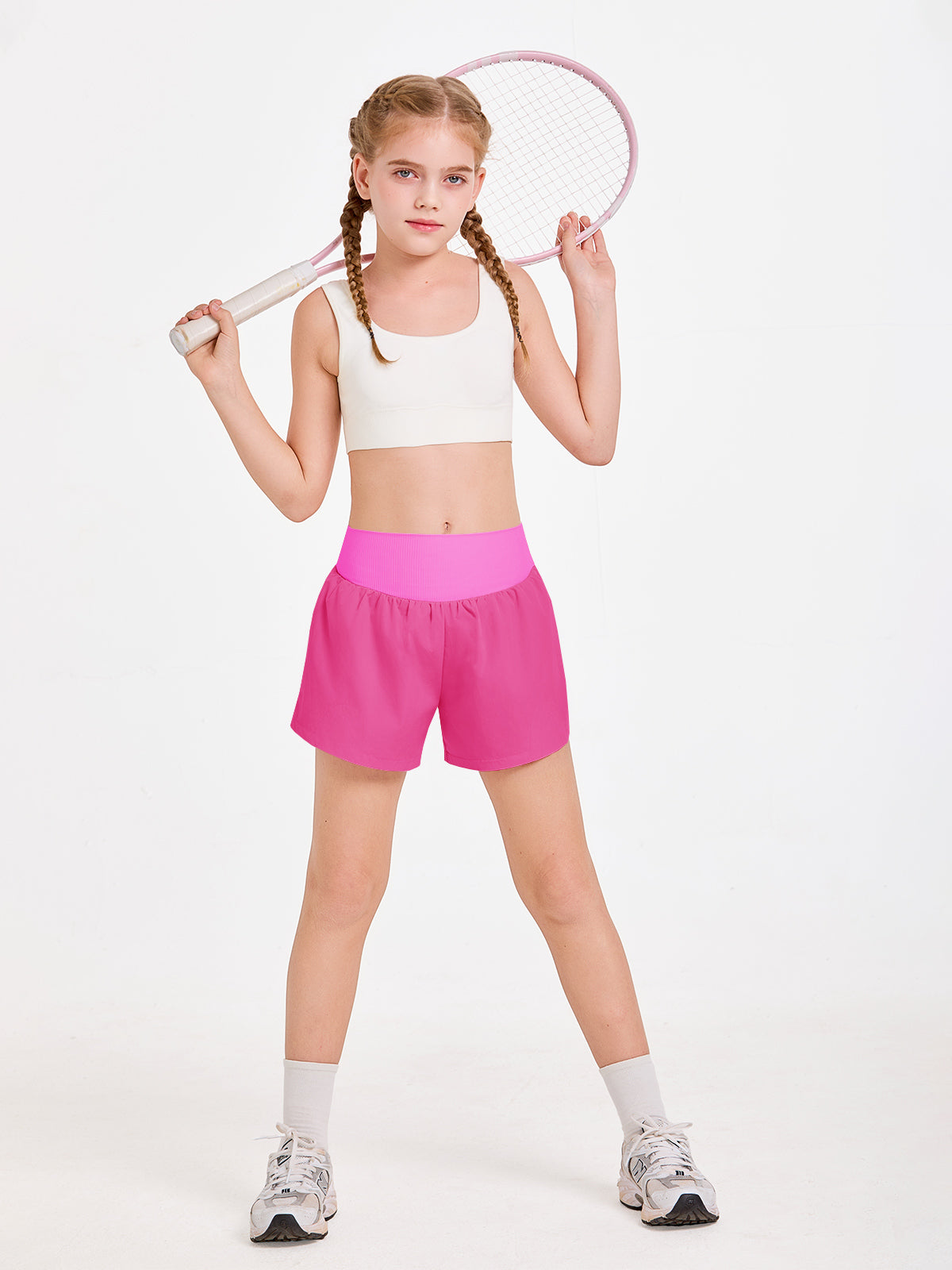 Halomorning Girls Hot Pink Athletic Running Biker Shorts