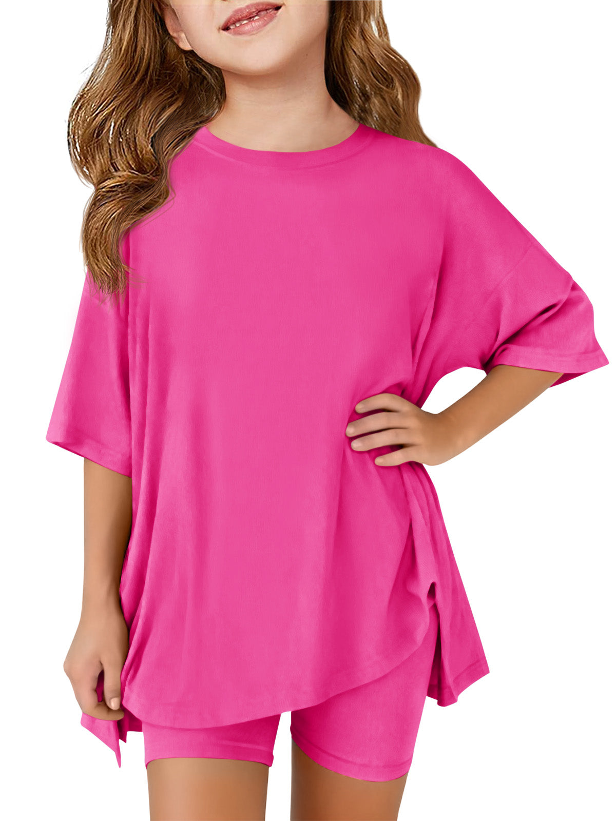 Halomorning Girls 2 Piece Hot Pink Summer Lounge Set