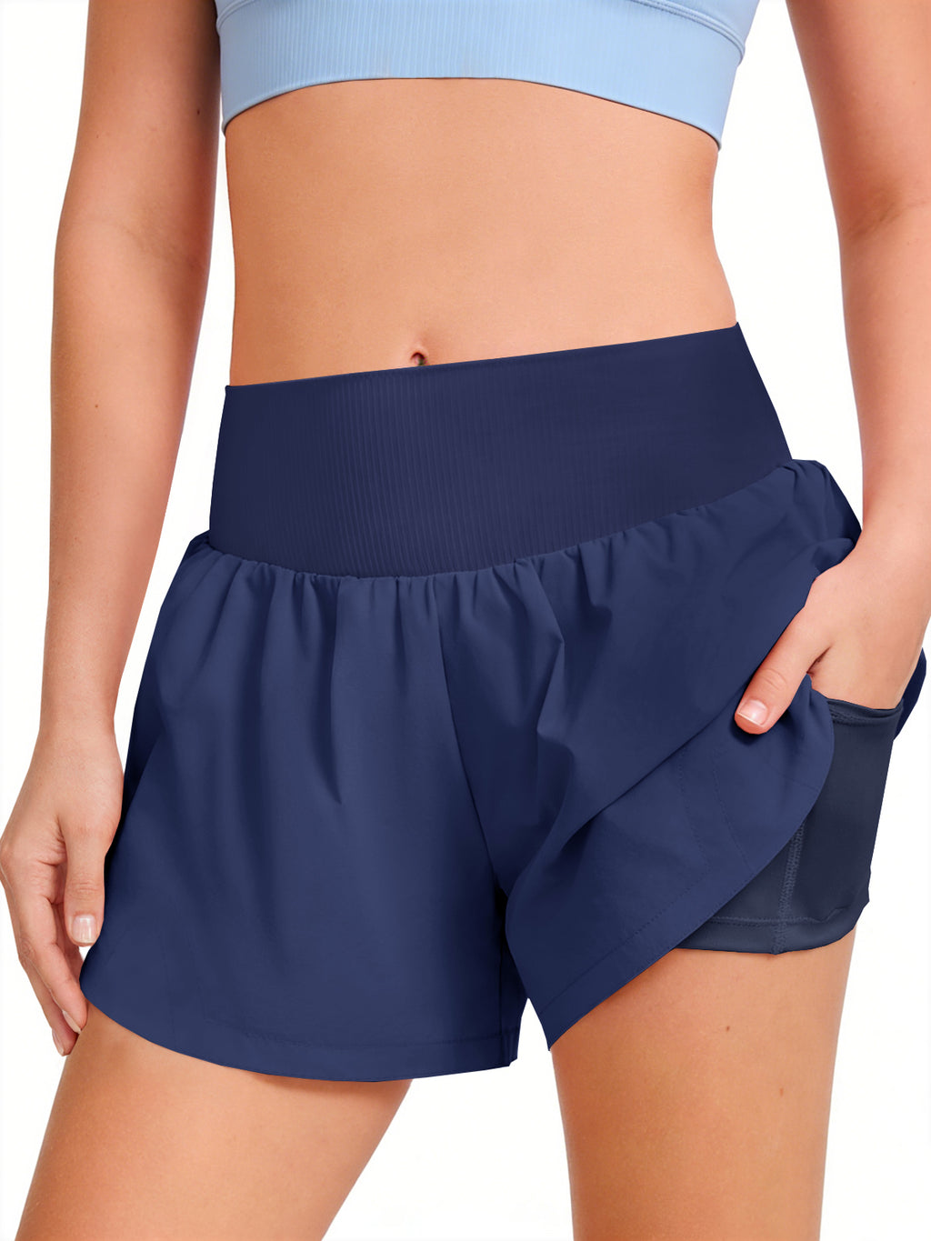 Halomorning Girls Navy Blue Athletic Running Biker Shorts