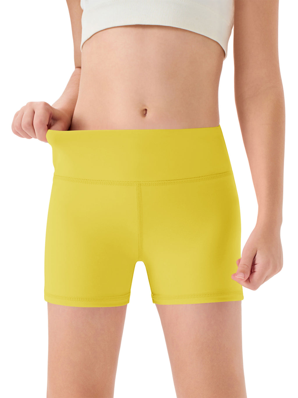Halomorning Girls Yellow High Waisted Athletic Shorts