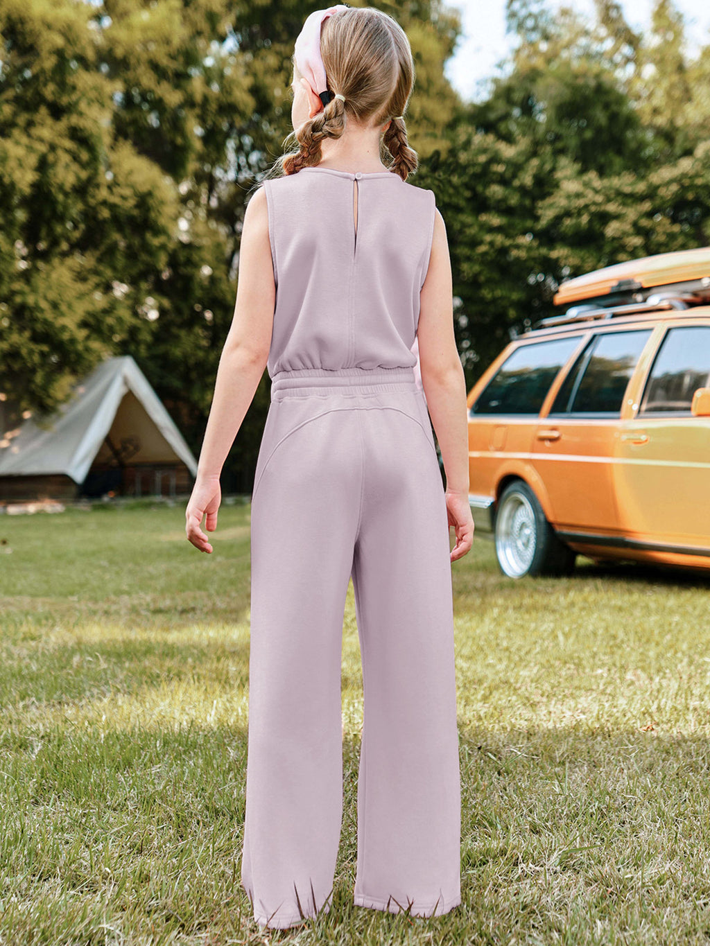 Halomorning Girl's Jumpsuits Purple Sleeveless