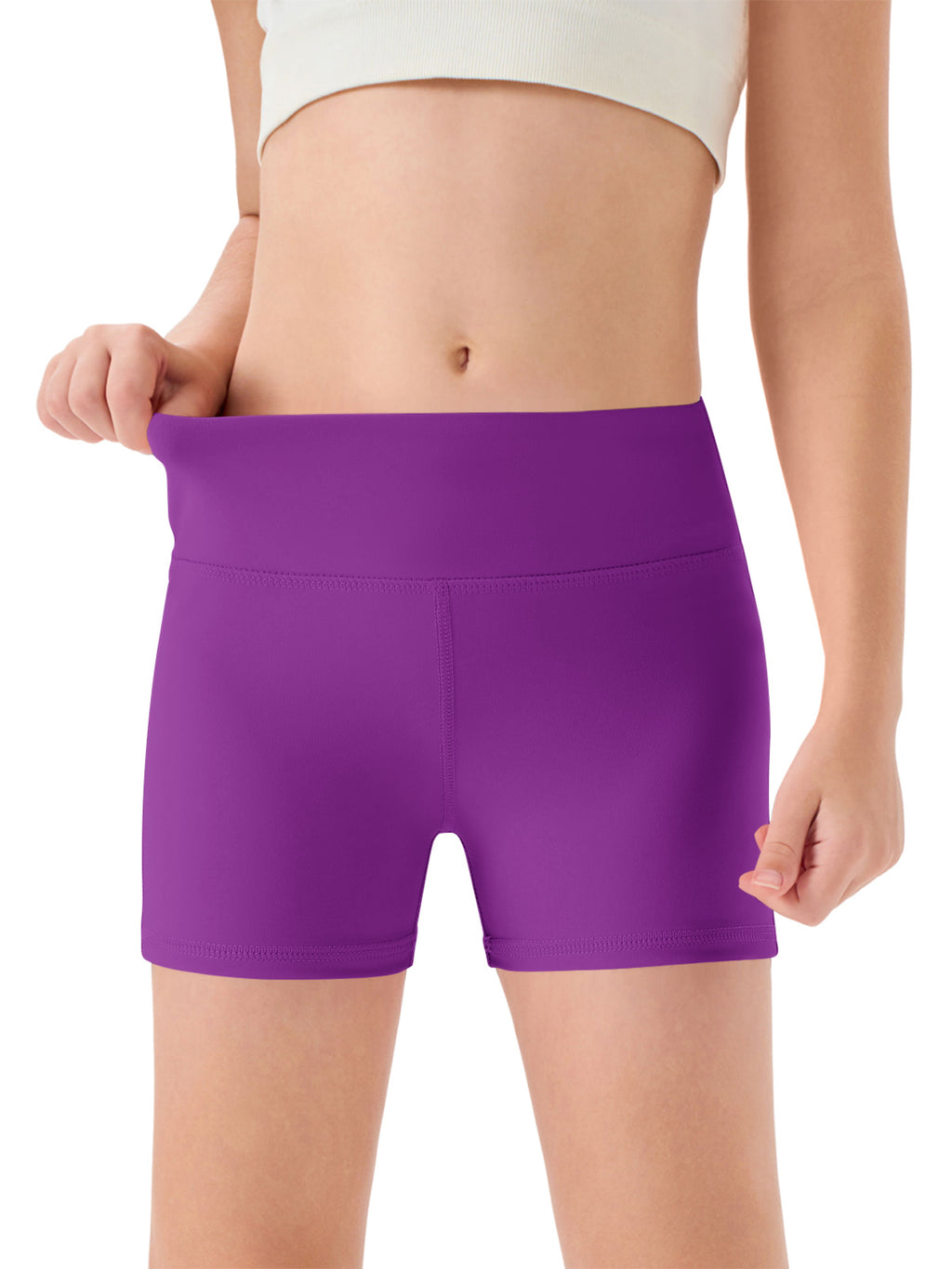 Halomorning Girls Dark Purple High Waisted Athletic Shorts