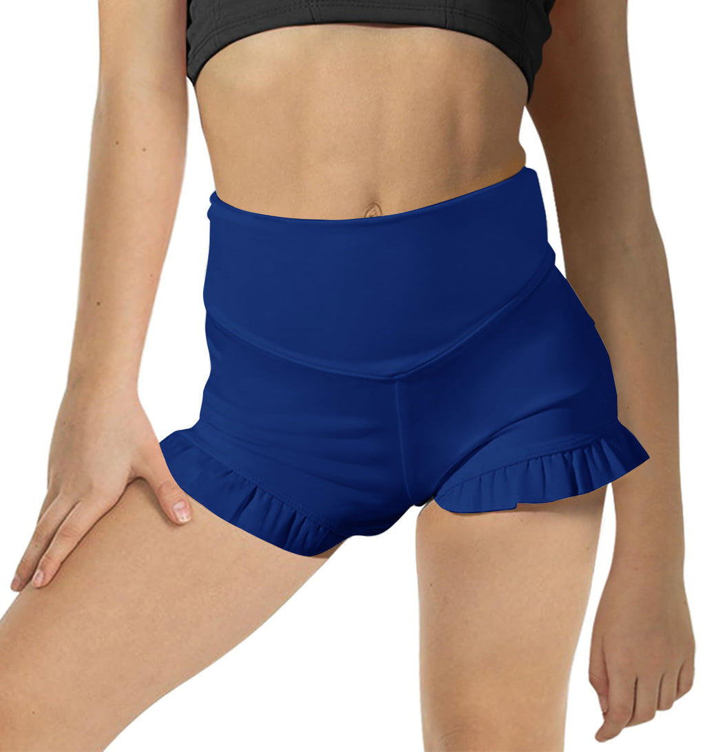 Halomorning Girls Royal Blue Athletic High Waisted Ruffle Shorts