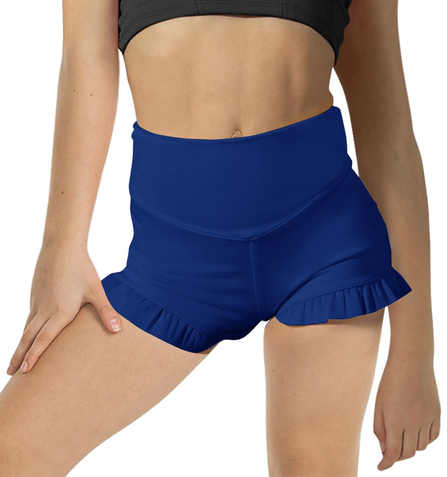 Halomorning Girls Royal Blue Athletic High Waisted Ruffle Shorts