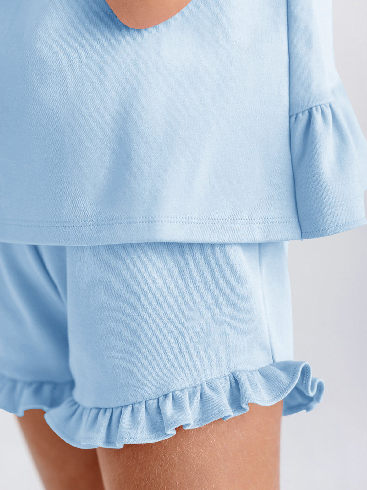 Halomorning Girls Blue Ruffle Tank Set