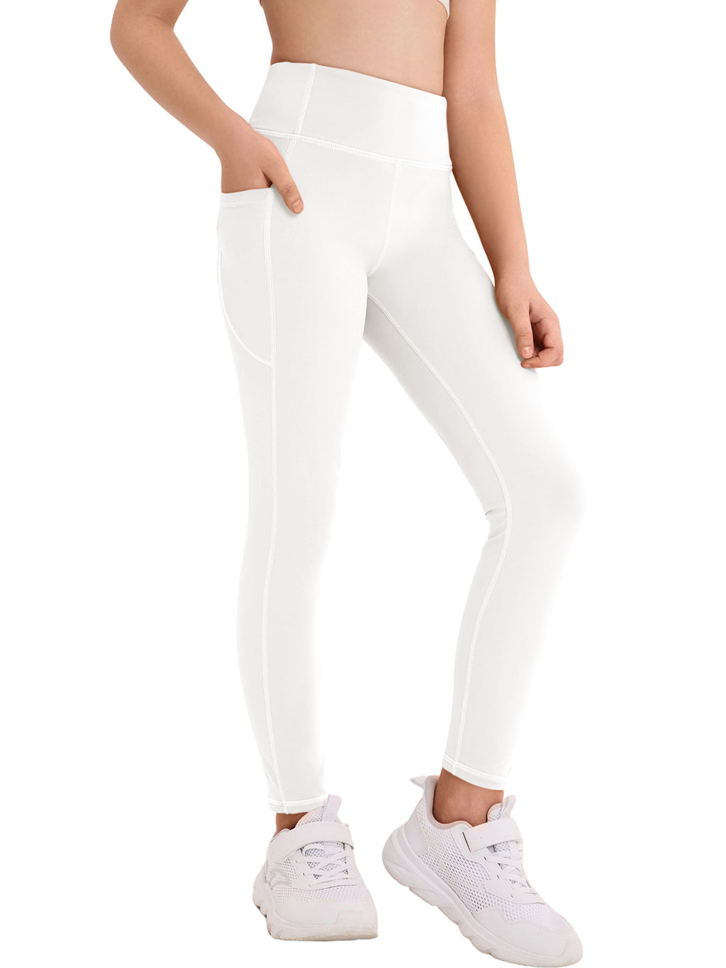 Halomorning Girls White Athletic Leggings