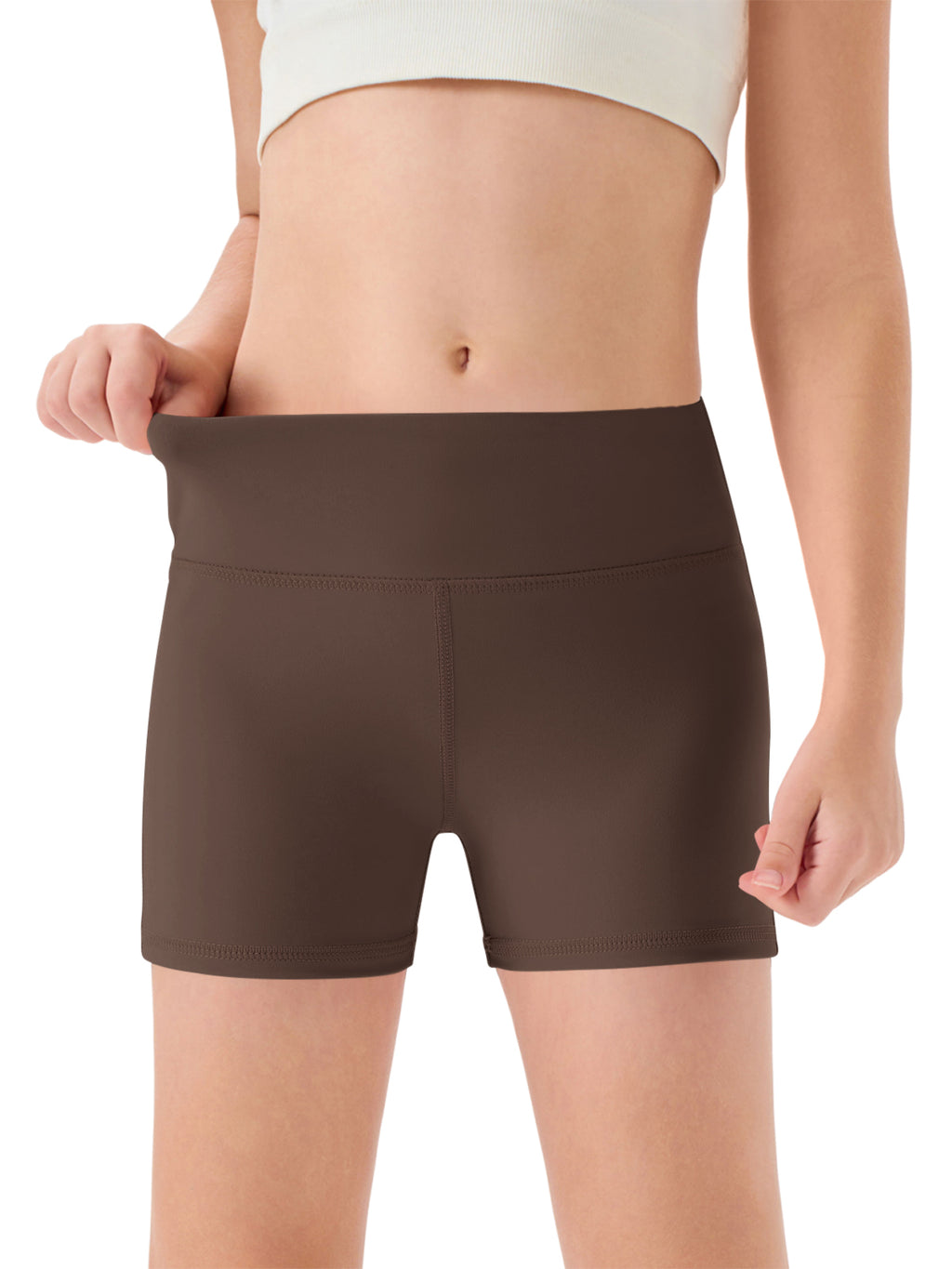 Halomorning Girls Coffee High Waisted Athletic Shorts