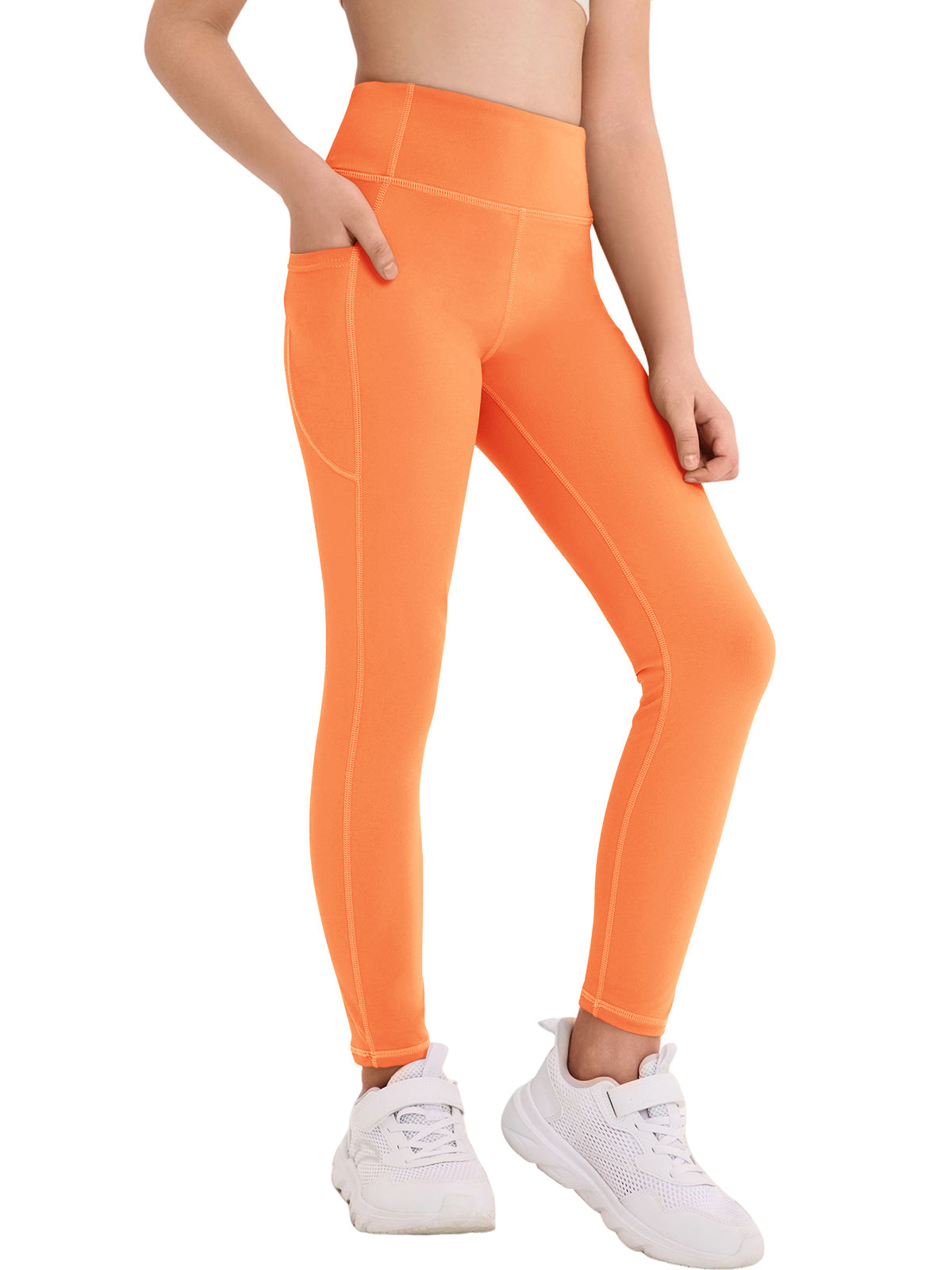 Halomorning Girls Orange Athletic Leggings