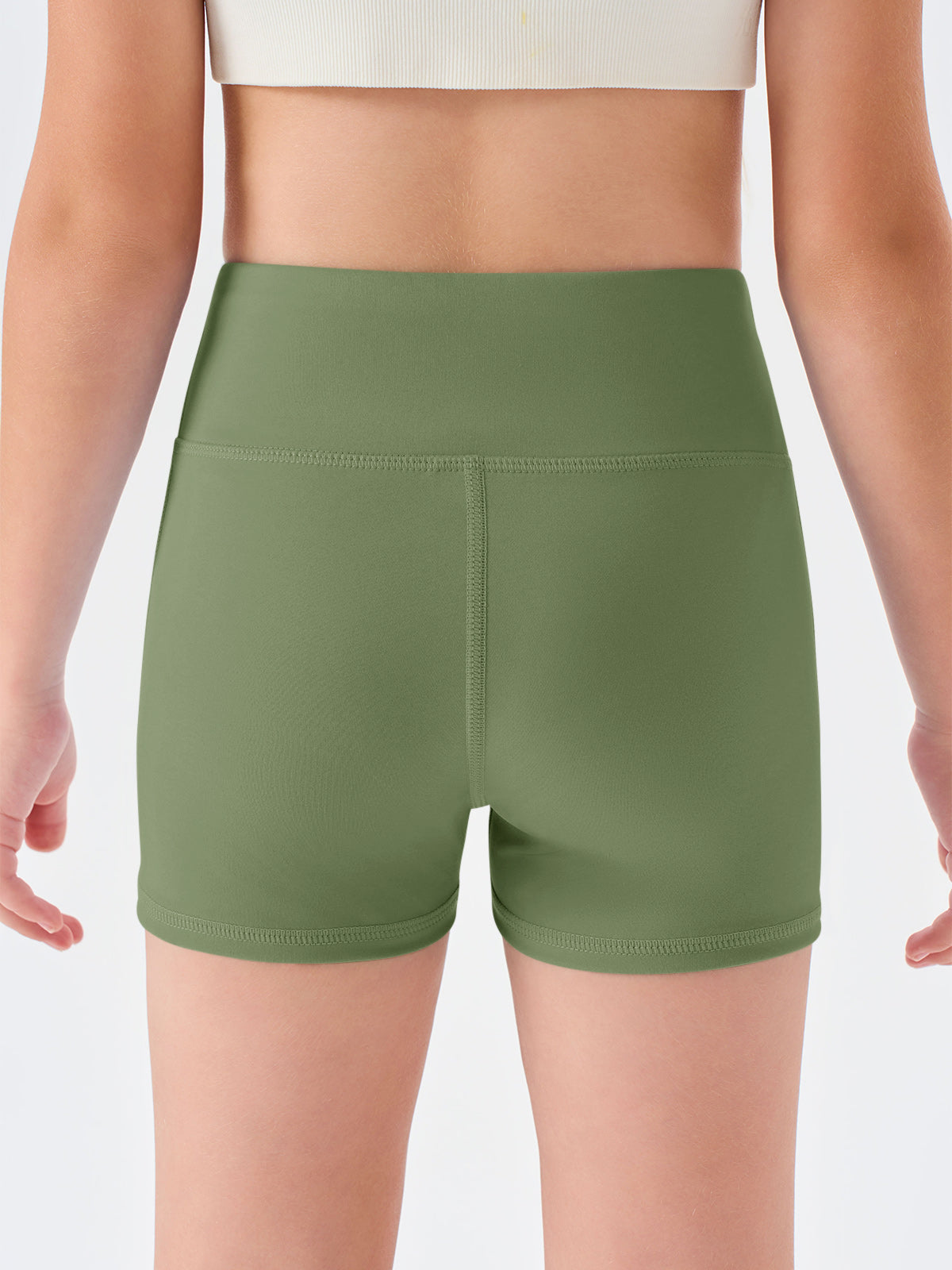 Halomorning Girls Olive Green High Waisted Athletic Shorts