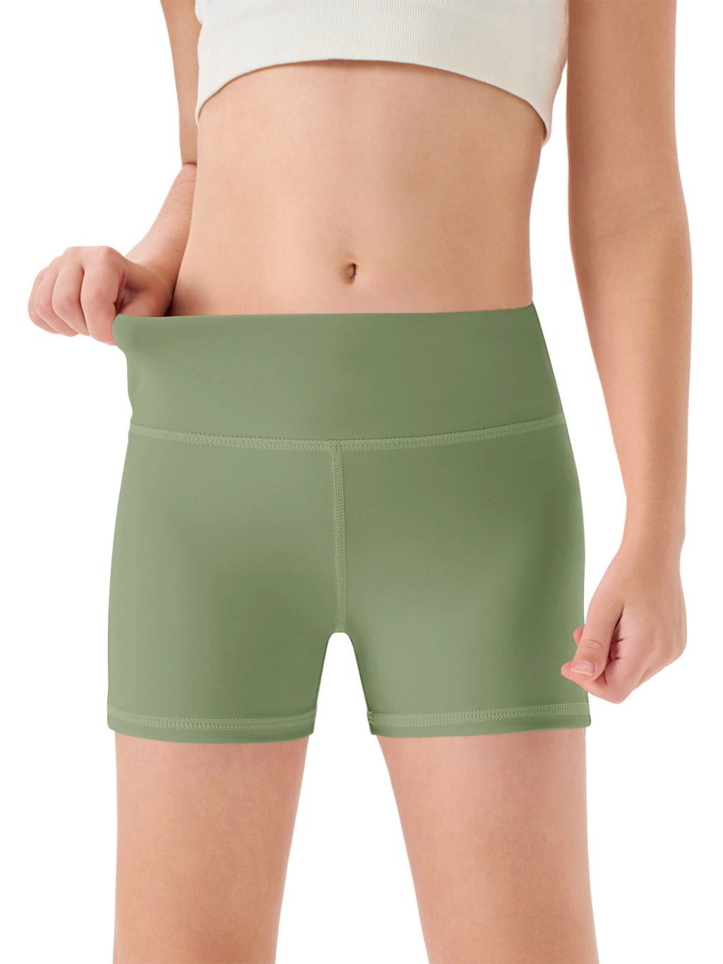 Halomorning Girls Olive Green High Waisted Athletic Shorts