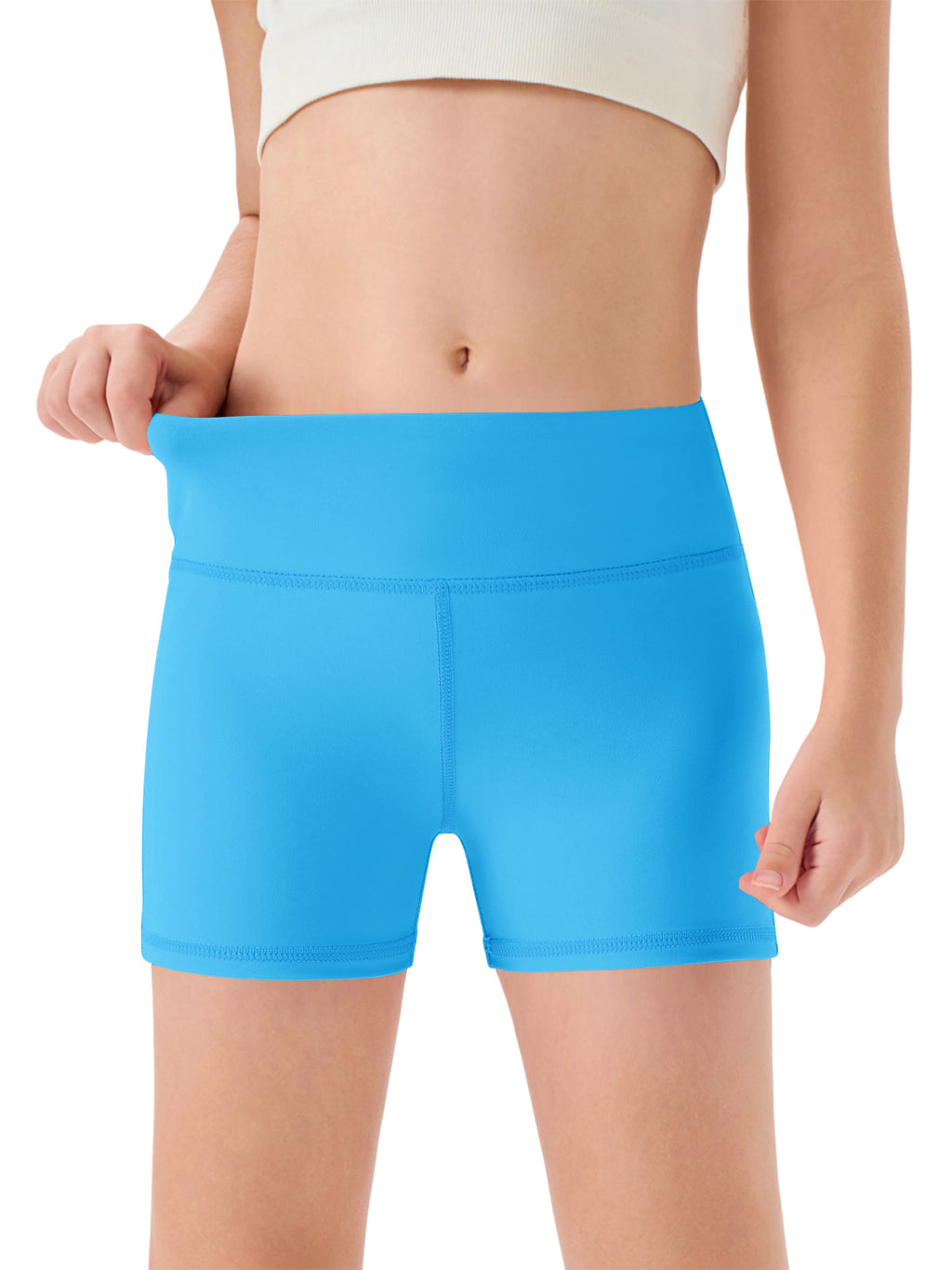 Halomorning Girls Lake Blue High Waisted Athletic Shorts