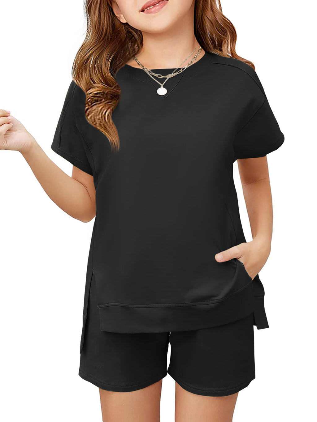 Halomorning Girls 2 Piece Black Summer Outfits