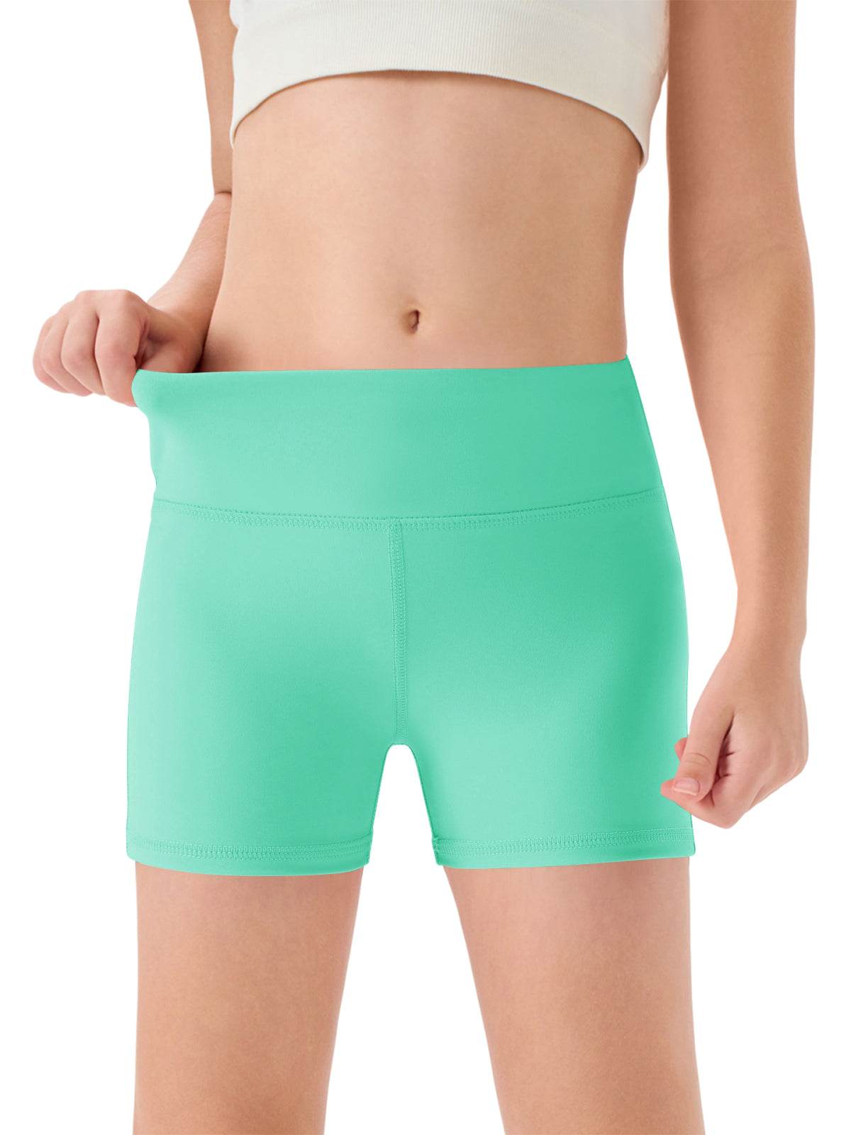 Halomorning Girls Mint Green High Waisted Athletic Shorts