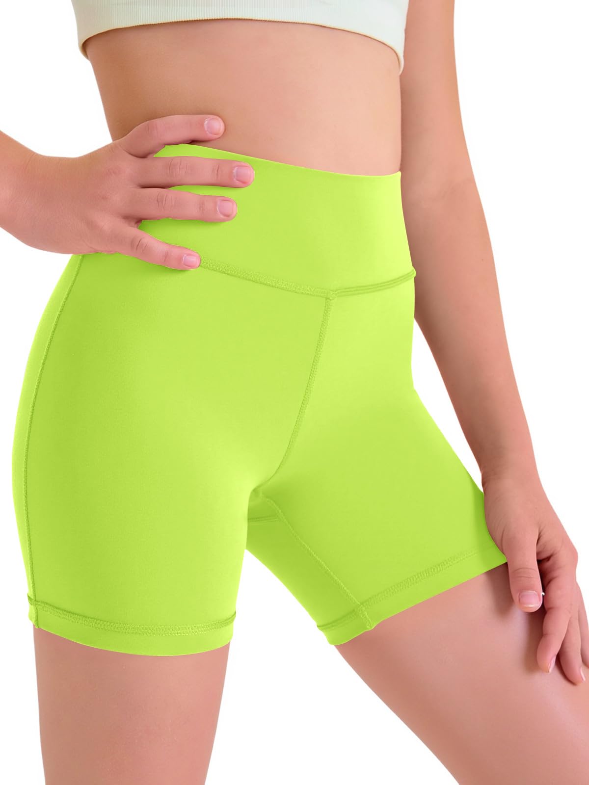 Halomorning Girls Fluorescent Green Athletic Workout Shorts