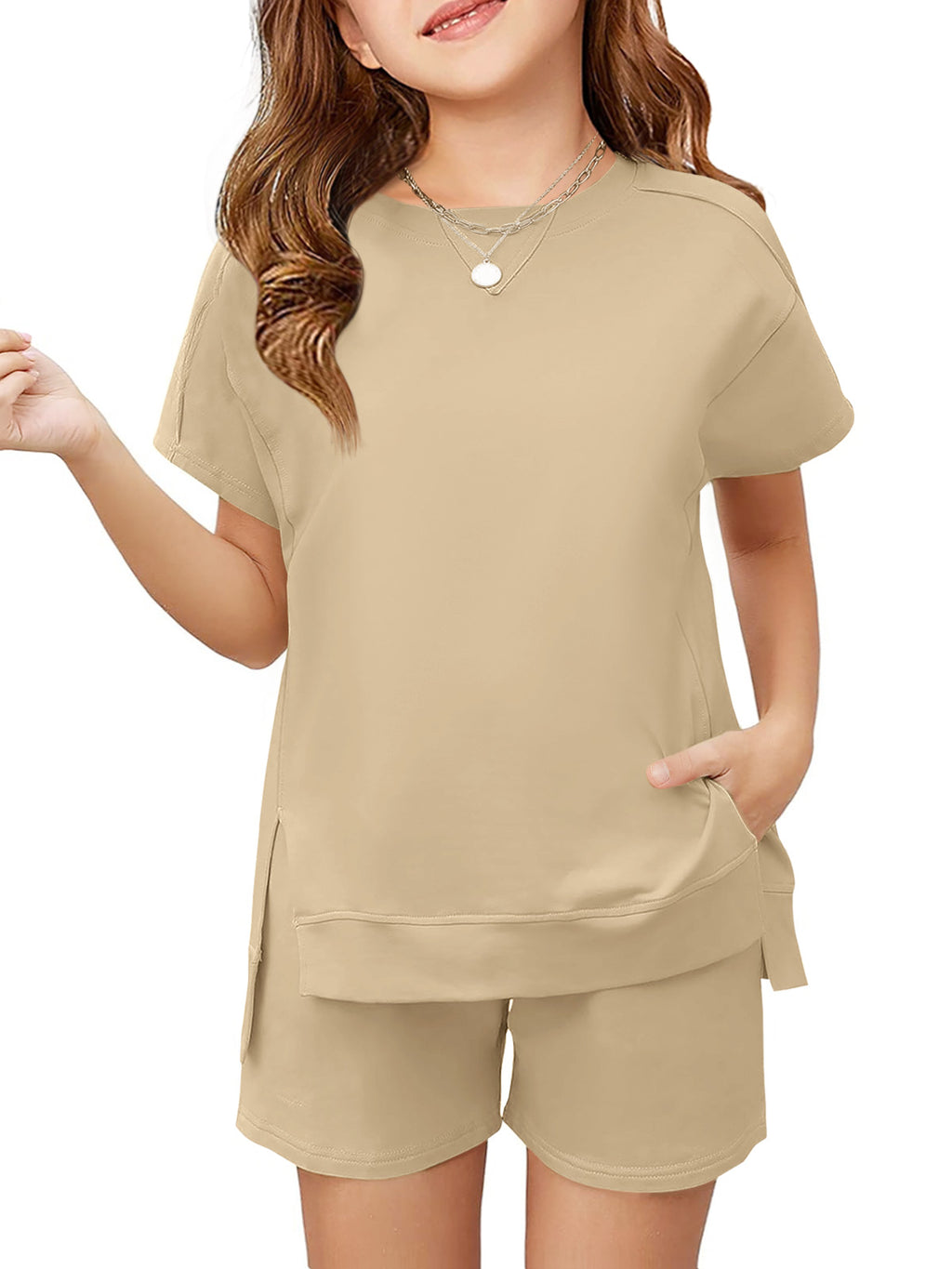 Halomorning Girls 2 Piece Brown Summer Outfits