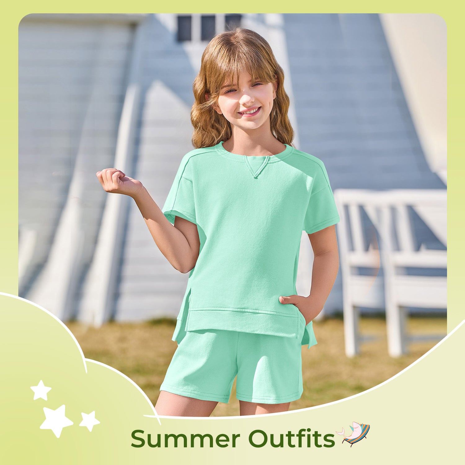 Halomorning Girls 2 Piece Green Summer Outfits