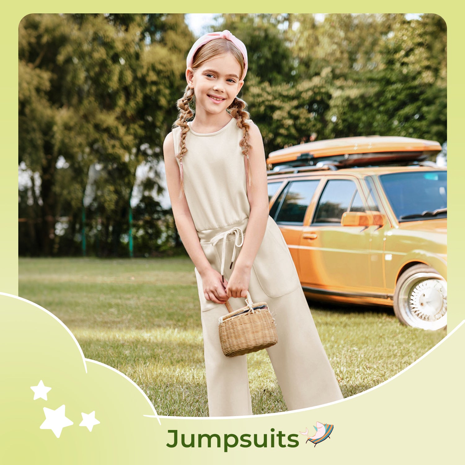 Halomorning Girl's Jumpsuits Beige Sleeveless