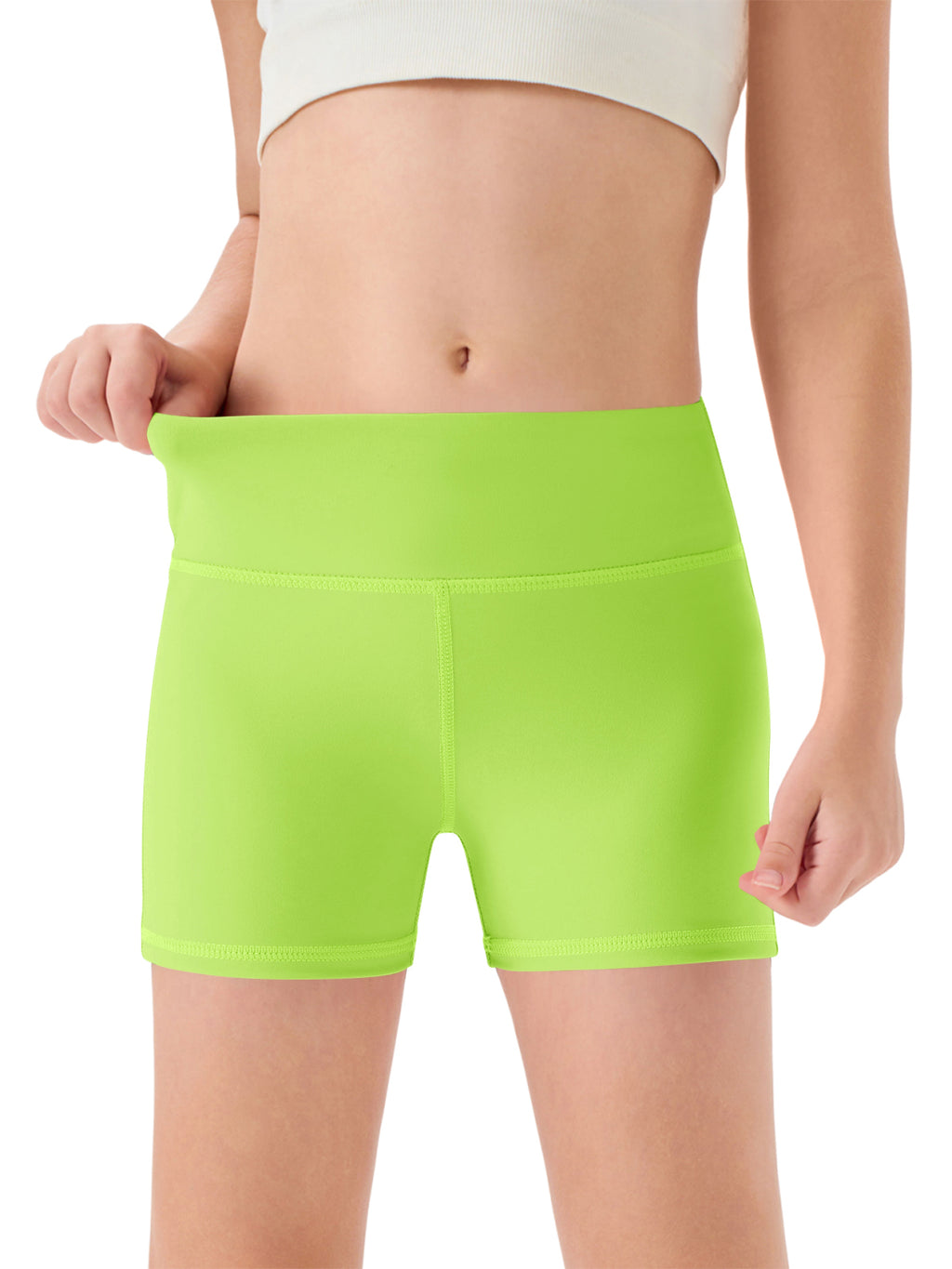 Halomorning Girls Neon Green High Waisted Athletic Shorts