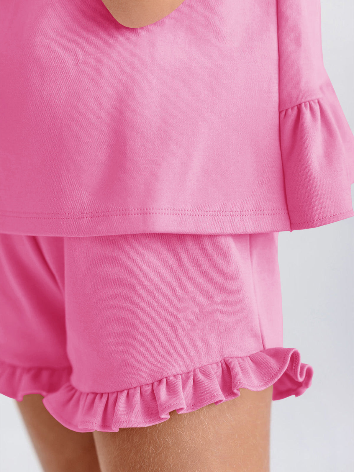 Halomorning Girls Fuchsia Ruffle Tank Set