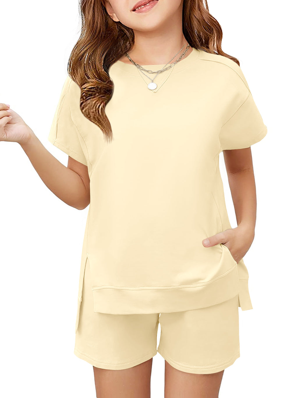 Halomorning Girls 2 Piece Beige Summer Outfits