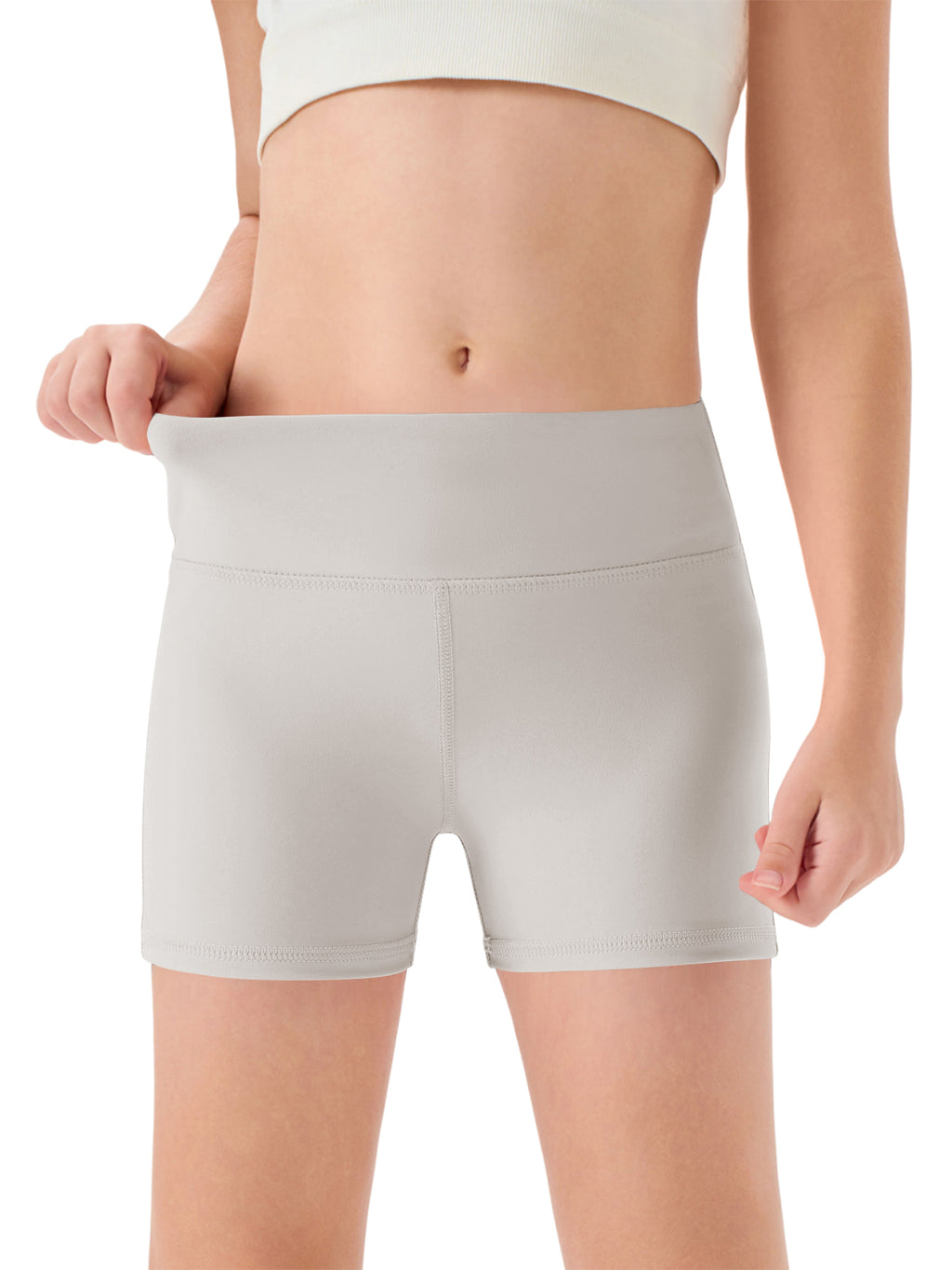 Halomorning Girls Light Gray High Waisted Athletic Shorts