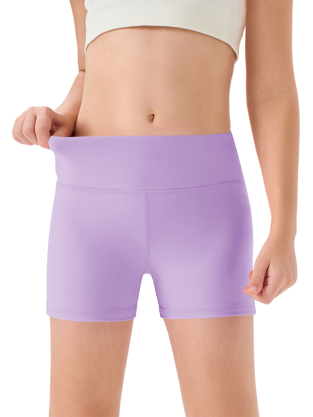 Halomorning Girls Light Purple High Waisted Athletic Shorts