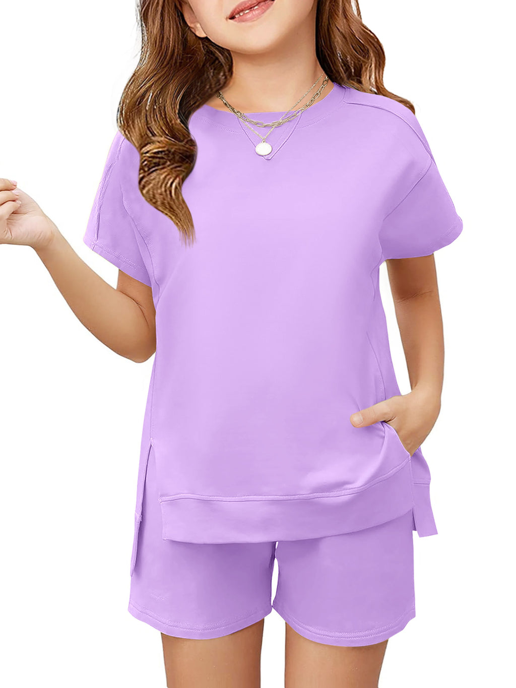 Halomorning Girls 2 Piece Purple Summer Outfits