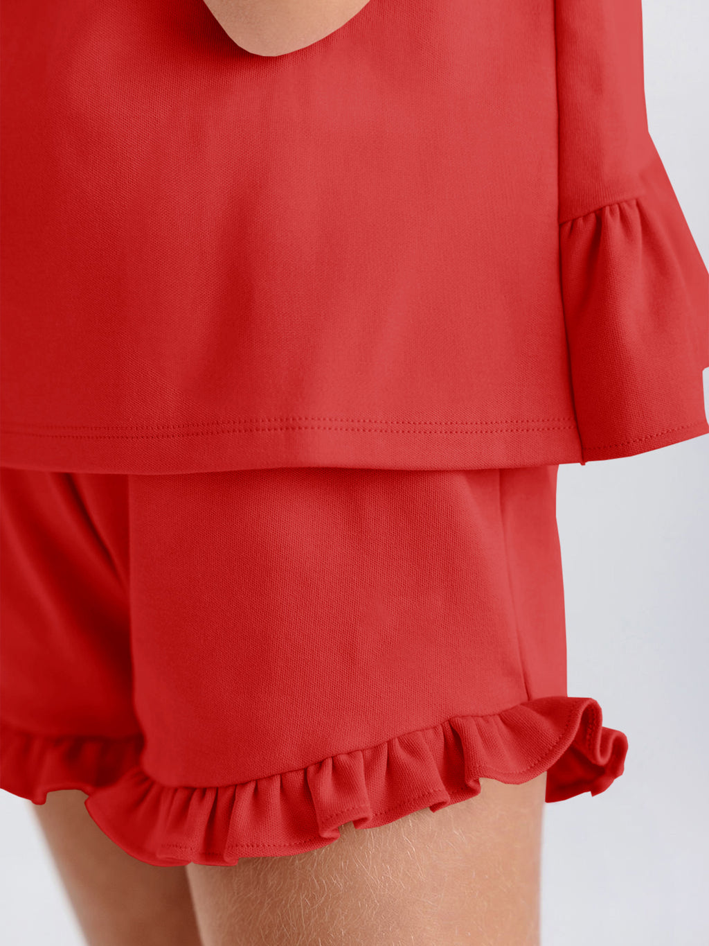 Halomorning Girls Red Ruffle Tank Set
