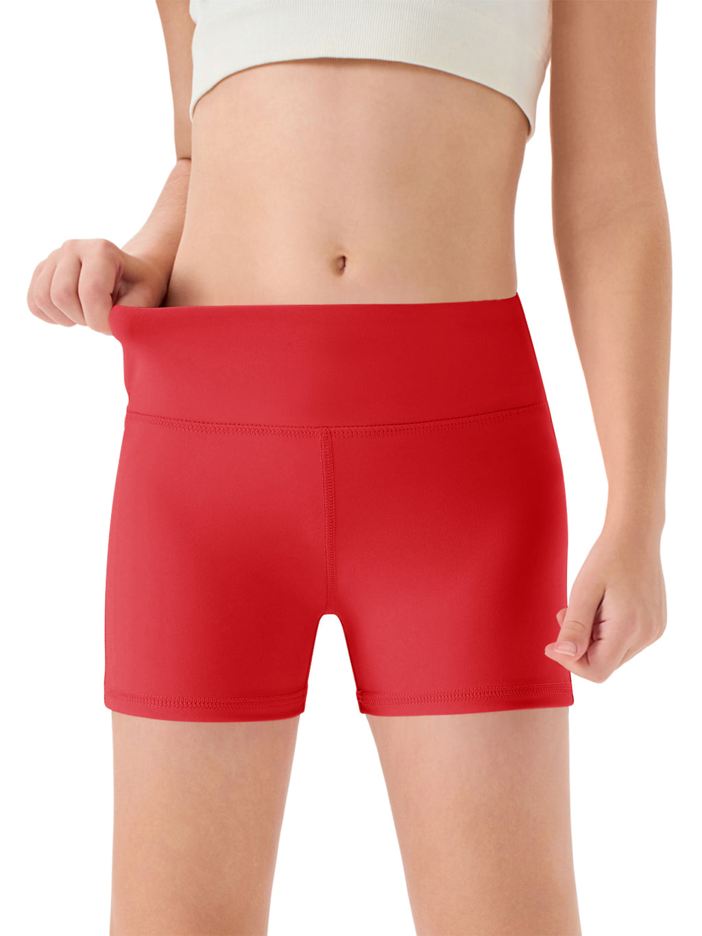 Halomorning Girls Red High Waisted Athletic Short
