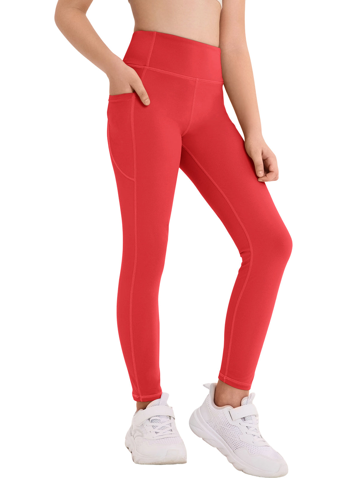 Halomorning Girls Red Athletic Leggings