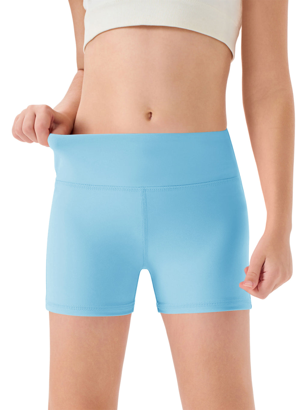 Halomorning Girls Sky Blue High Waisted Athletic Shorts