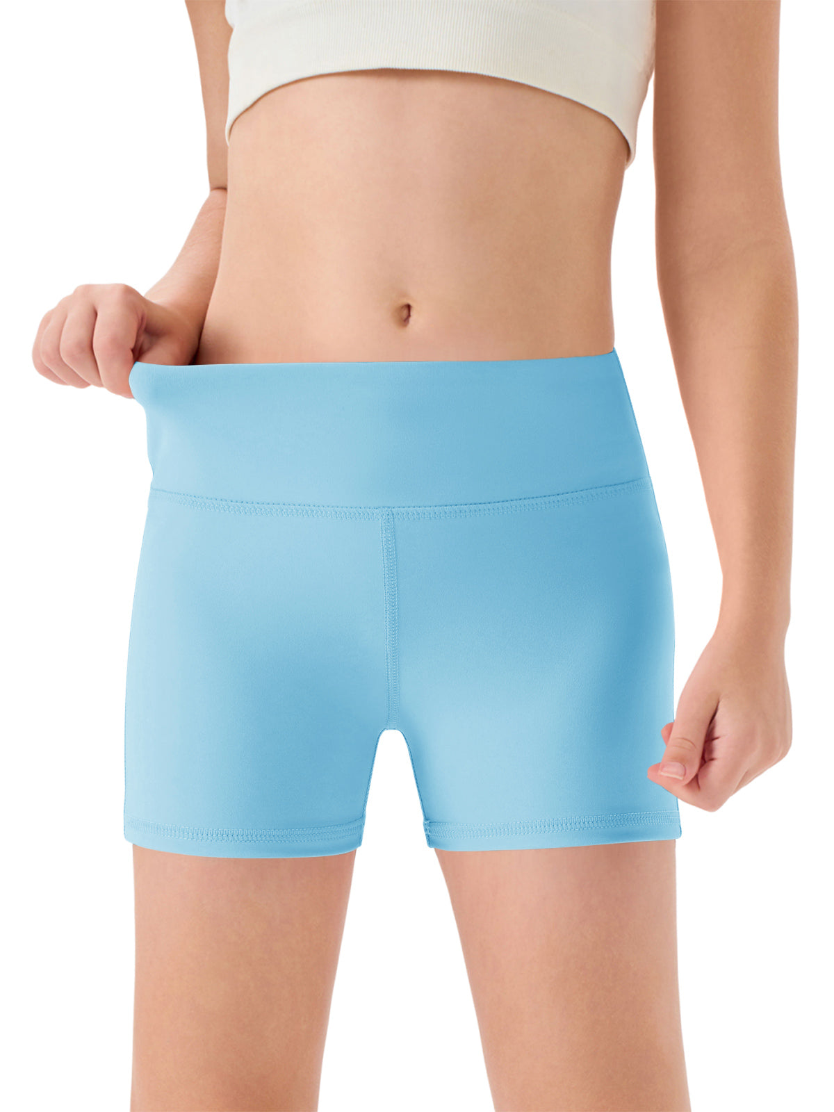 Halomorning Girls Sky Blue High Waisted Athletic Shorts